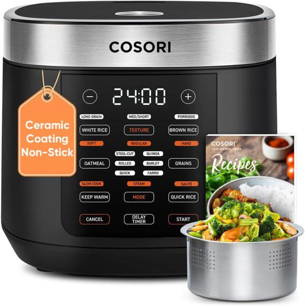 COSORI 10-Cup Rice Cooker with 24-Hour Heat Keeping and Non-Stick Ceramic Inner Pot, Steamer, Stir-fryer, and Slow Cooker wourant