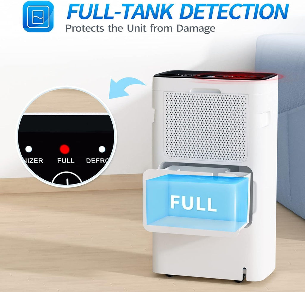 AIRPLUS 1,500 Sq. Ft Dehumidifier for Basement, 30 Pints Powerful Dehumidifier for Home, Large Rooms, Bedrooms, Sufficient Capacity Water Tank with Drain Hose (AP1907) wourant
