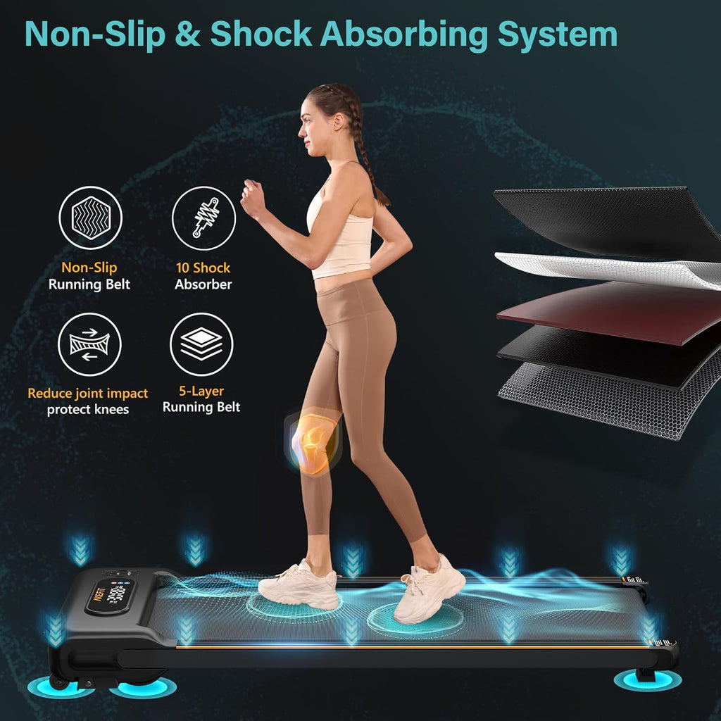 2.5 HP Portable Treadmill with Inclined Walking Pad, Panel and Remote, 4-in-1 Walking Treadmill, 265 lb Capacity wourant