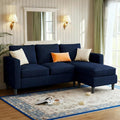 JAMFLY 3-Seat Convertible L-Shaped Sectional Sofa with Reversible Ottoman, Upholstered Fabric Couch wourant
