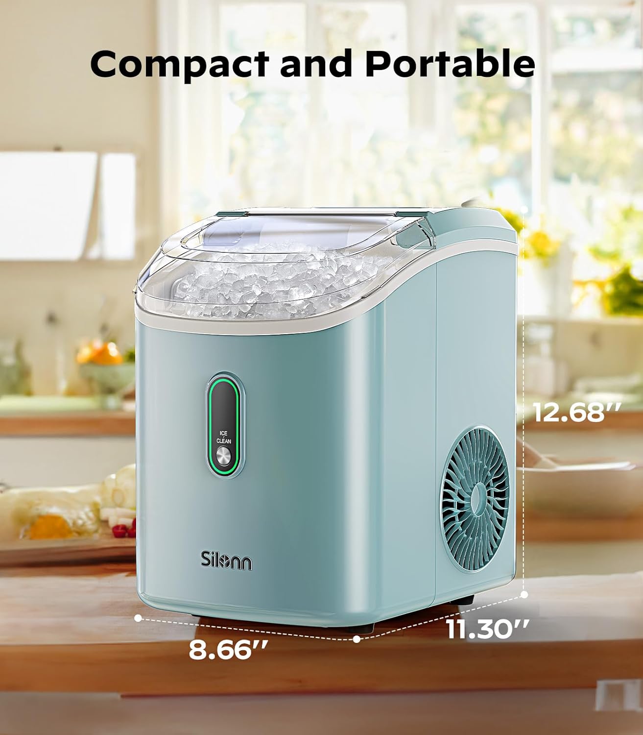 Nugget Ice Maker Countertop, Silonn Chewable Pellet Ice Machine with Self-Cleanin Function, 33lbs/24H Portable Ice Makers for Home Kitchen Officce, Black wourant