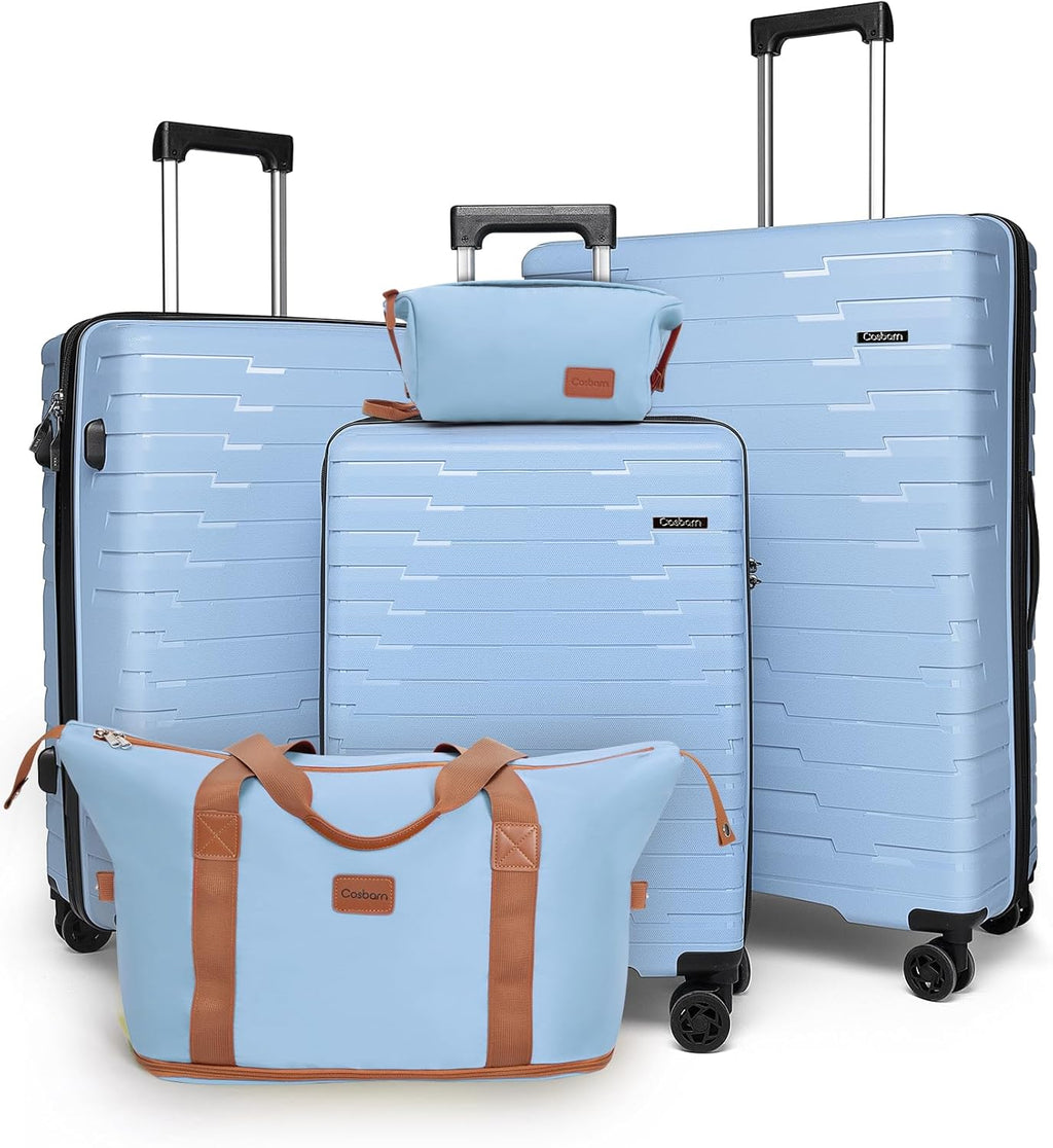 5-piece luggage set with wheels, ABS hardshell suitcase with spinner wheels wourant