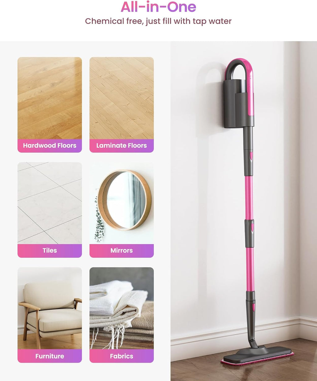 7-in-1 Steam Mop Dual-Rod Design with Detachable Handheld Steamer for Walls, Grouts, Hard Floors, Tiles, includes Multi-purpose Accessories and Washable Microfiber Pads wourant