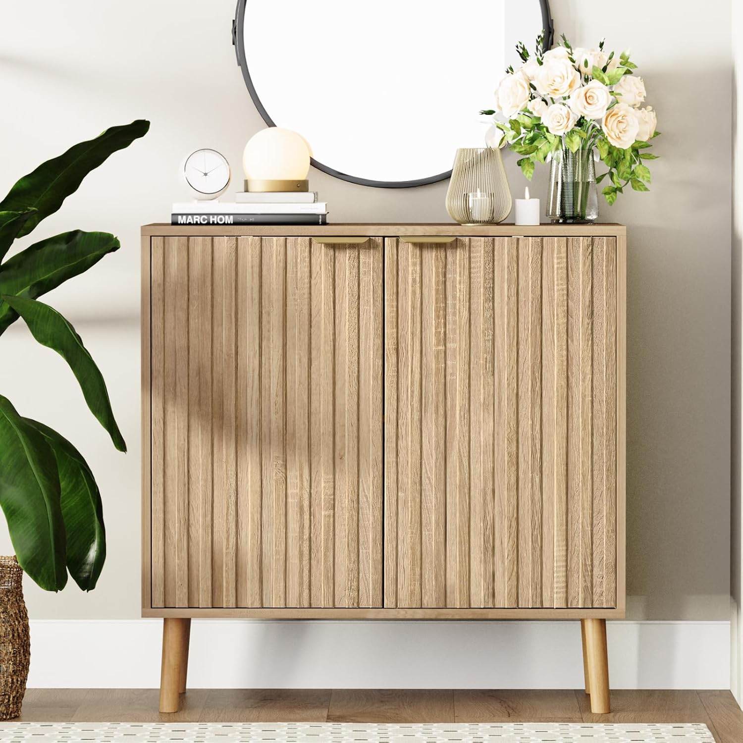 Free Standing Cabinet Black Wood for Living Room, Bedroom, Dining Room, Hallway, Entryway wourant