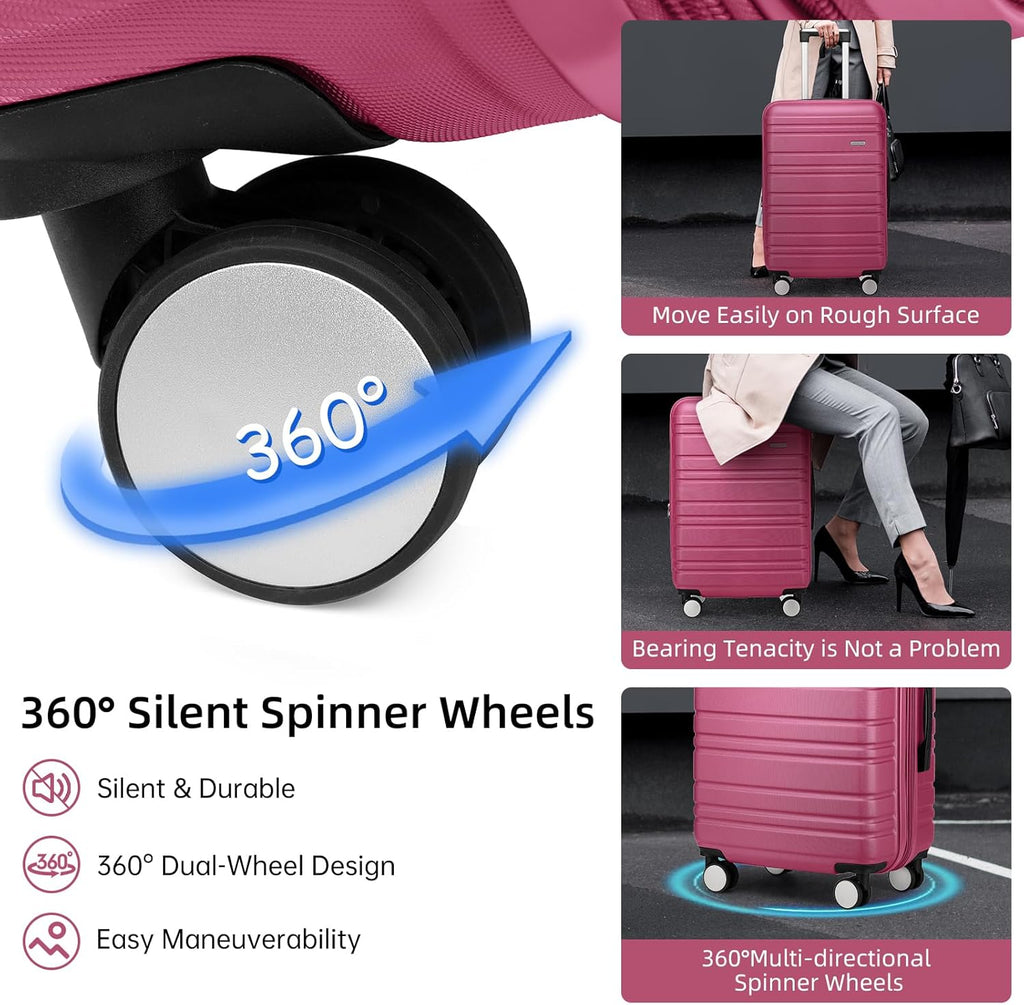 6-piece luggage set, expandable hardshell suitcase set with spinner wheels, lightweight rolling luggage set wourant