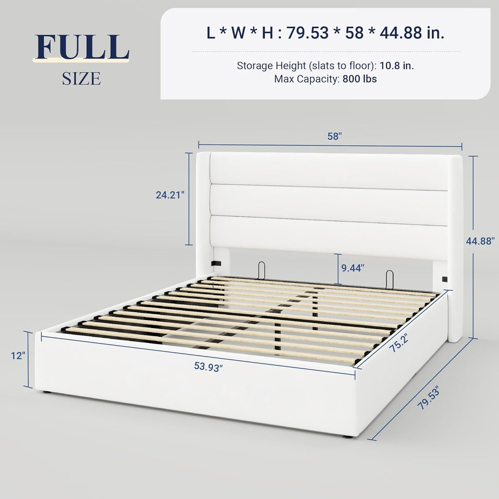 Allewie Queen Size Lift Up Storage Bed Modern Wingback Headboard Hydraulic Support wourant