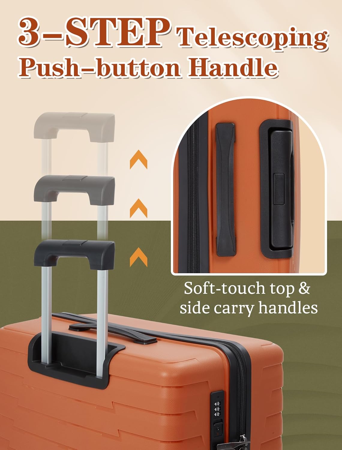 5-piece luggage set with wheels, ABS hardshell suitcase with spinner wheels wourant