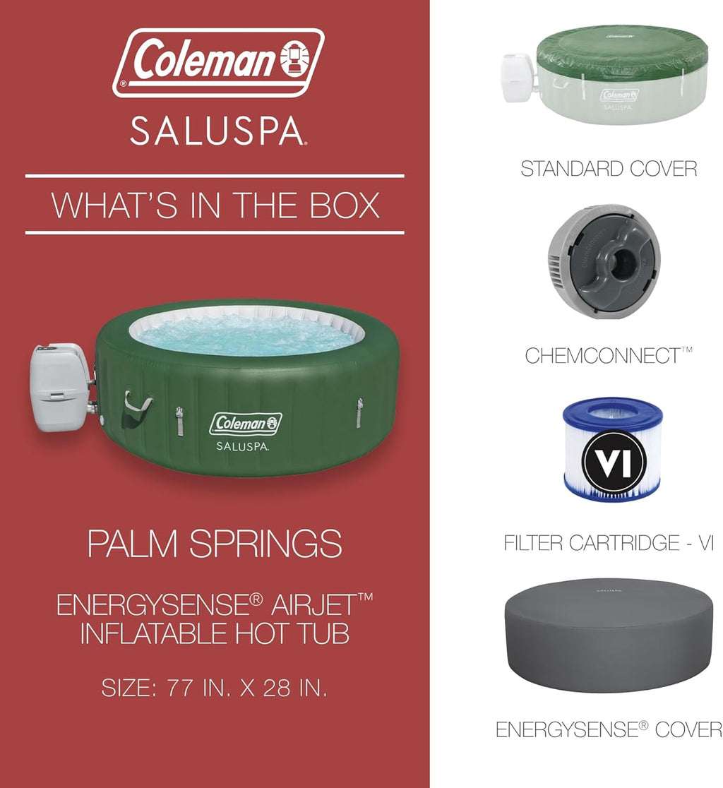 Bestway Palm Springs 4 to 6 Person EnergySense Smart AirJet Plus Inflatable Hot Tub Outdoor Spa with 140 AirJets and Insulated Cover wourant