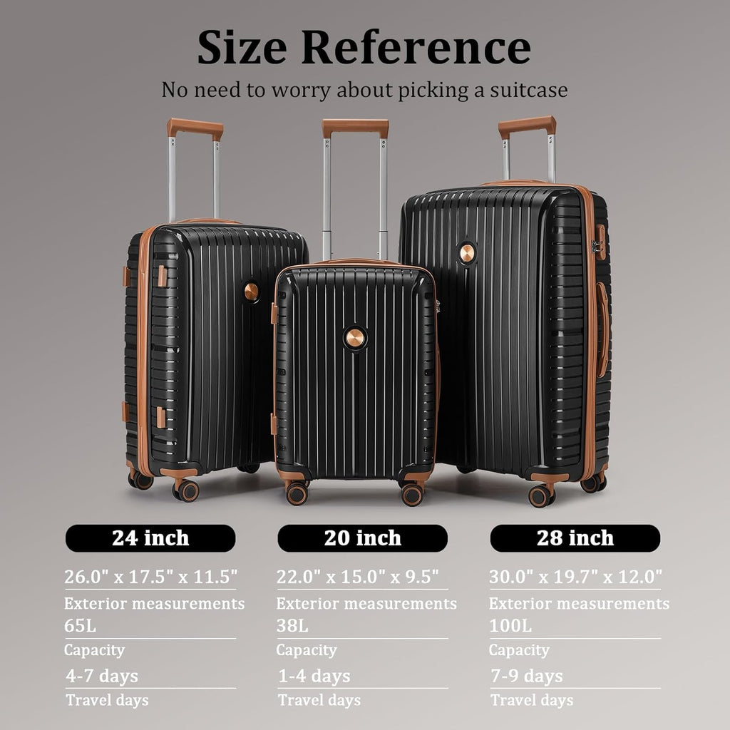 5-piece PP hardshell lightweight travel carry-on luggage set with dual spinner wheels and TSA lock wourant