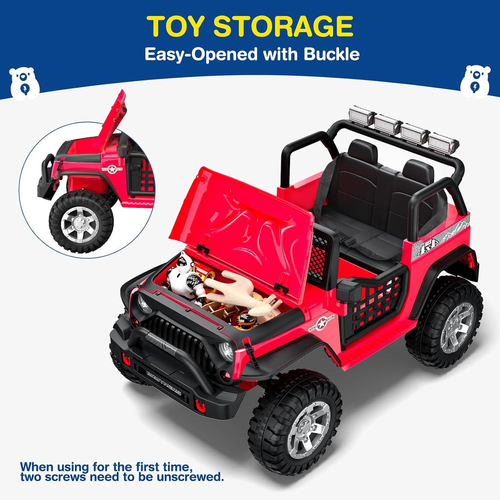 L8 Ride On Car, 2 Seater, 12V Kids Electric Car w/Remote Control, 4-Wheel Suspension, Bluetooth Speaker, Multi Music Modes, 3 Speeds, LED Lights, Xmas & Birthday Gift Ideas for Kids Ages 3+ wourant
