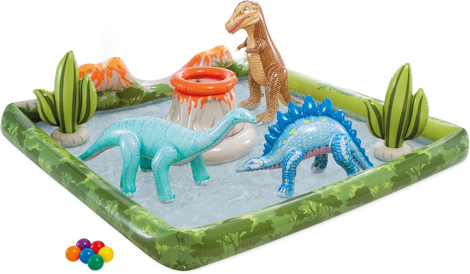 Intex 96" x 78" x 28" Inflatable Jungle Adventure Play Center Spray Kiddie Pool - Backyard Kids Water Slide, Outdoor Blow-Up Splash Pad for Toddlers wourant