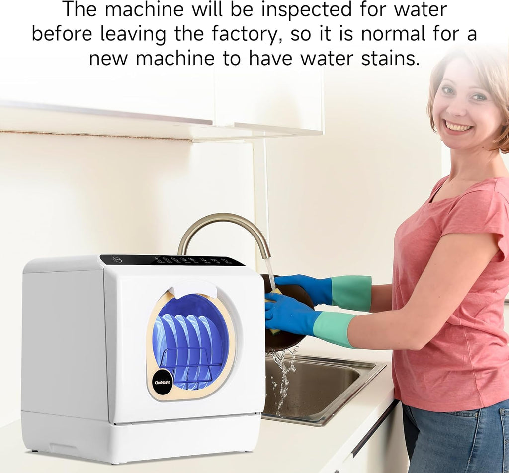 Mini countertop dishwasher. Compact dishwasher with drying function. Double spray arms. Portable countertop dishwasher wourant