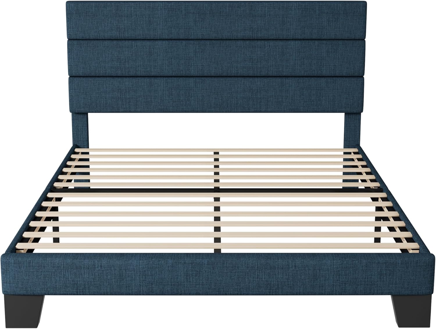 Allewie Queen Size Platform Bed Frame Fabric Upholstered Headboard Wooden Slats Support wourant