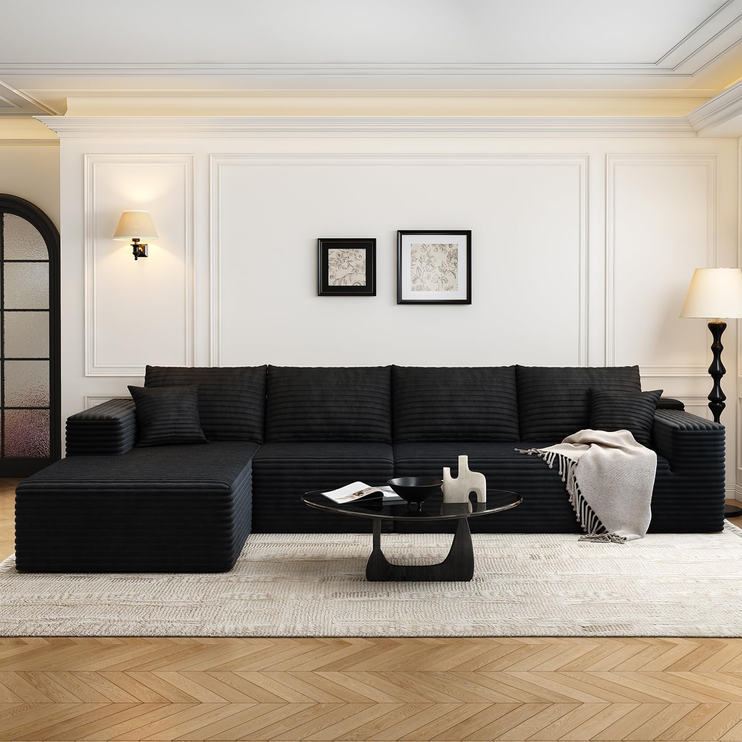 107.5" Cloud Modular Sectional Sofa Couch with L-Shape Chaise,Modern Minimalist Upholstered Couches wourant