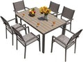 Homall Patio Dining Set 7 Pieces Outdoor Furniture Table and 6 Textilene Chairs, Light Grey wourant