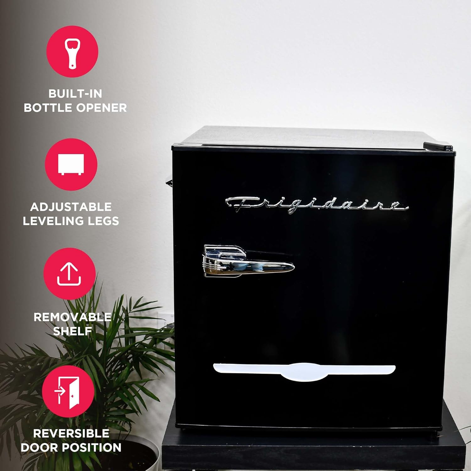 Frigidaire EFR176 Retro Compact Fridge with Chiller Mini Refrigerator with Built-in Bottle Opener for Office, Bedroom, Dorm Room or Cabin, 1.6 cu ft 16" D x 18" W x 18.5" H, Moonlight wourant