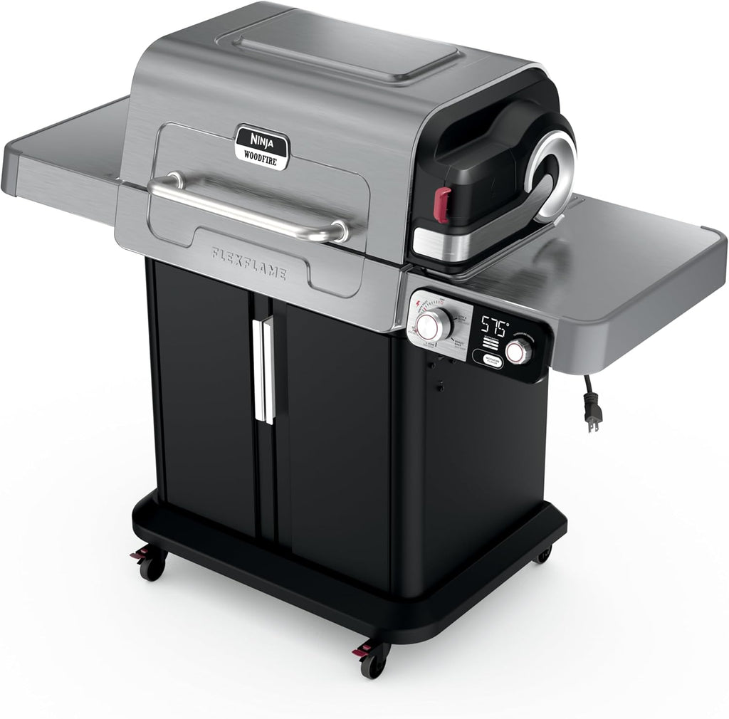 Ninja FlexFlame, Grill and Smoker, Electric and Propane Grill, Roaster, BBQ Grill, 5-in-1 Cooking System, 3 Burner, Digital Control, Outdoor Cooking, Griddle, Pizza Maker, Stainless Steel, PG301 wourant