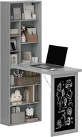 Folding convertible writing desk, wall mounted desk cabinet, multifunctional home office workstation wourant