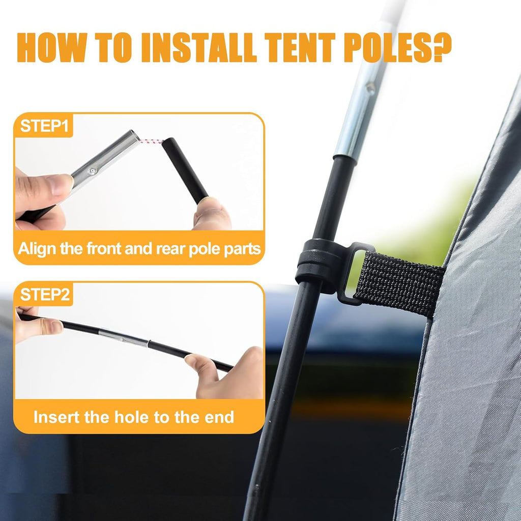SUV Tent, 5-9 Person Rectangle Car Tent for Family, Waterproof & Windproof for Car Camping, Large Camping Tents with Storage Bag, SUV, Van, Jeep, Pickup 8FT L x 10.6FT W x 7.2FT H wourant