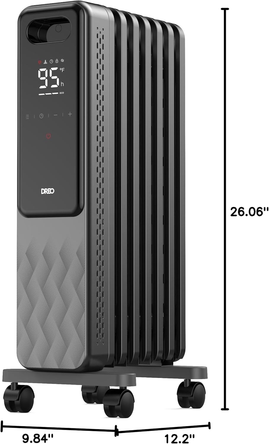 Dreo Oil Filled Radiator, Electric Radiant Heaters for indoor use Large Room with Remote Control, Child Lock, 4 Modes, Overheat & Tip-Over Protection, 24h Timer, Digital Thermostat, Quiet, 1500W wourant