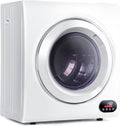 Compact Laundry Dryer, 3.5 cu ft Front Load Stainless Steel Clothes Dryers With Exhaust Pipe, 1500W, LCD Control Panel Four-Function Portable Dryer For Apartments, Home, Dorm, White wourant