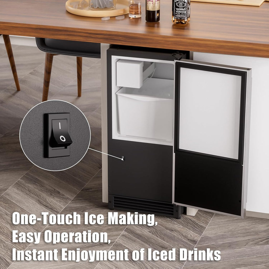 COTLIN 15" W Drainless Under Counter Ice Maker with 22LBS Storage Bin, Crescent Ice, Free Standing Built-in Ice Maker for Residential Commercial Use, No Drain Required, ETL Approved, 2025 Upgraded wourant