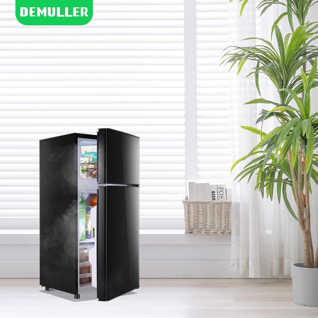 2.4 Cu.Ft Mini Fridge with Freezer & Double Door Small Tiny Size Refrigerator with 7 Temperature Control Knob Only Suitable for One Person Use Black wourant