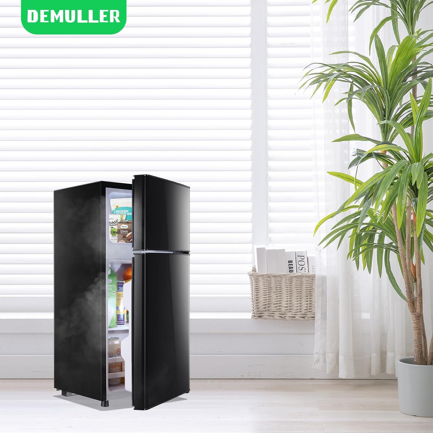 2.4 Cu.Ft Mini Fridge with Freezer & Double Door Small Tiny Size Refrigerator with 7 Temperature Control Knob Only Suitable for One Person Use Black wourant