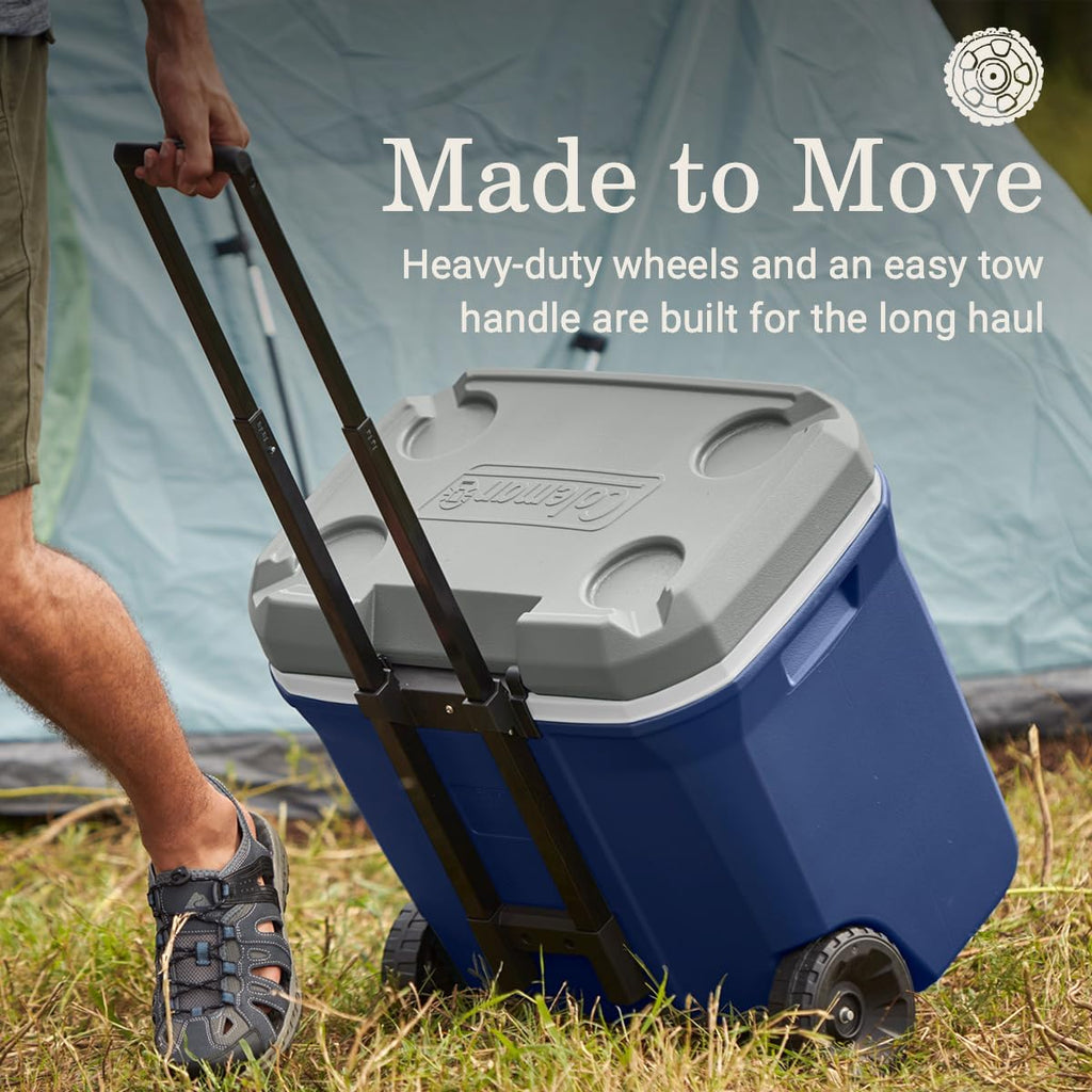 Coleman Classic Series Insulated Portable Wheeled Cooler, Leak-Resistant Outdoor Hard Cooler Keeps Ice up to 5 Days, 100-Quart wourant