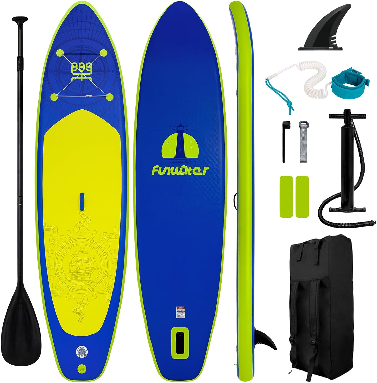 FunWater Inflatable Stand Up Paddle Board with Premium SUP Paddle Accessories, Non-Slip EVA Deck, 11'/10'6' Paddle wourant