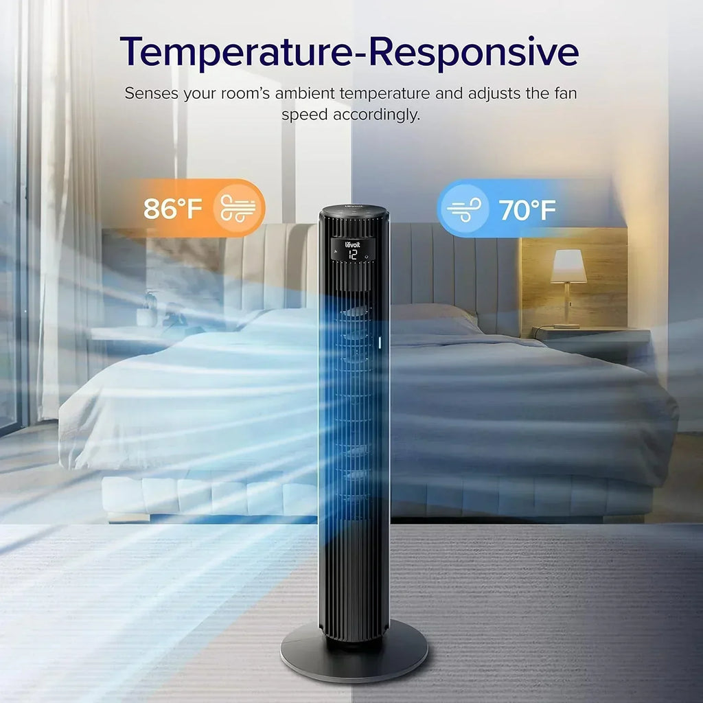 LEVOIT Tower Fan for Bedroom Standing Fan with 28dB Quiet for Sleep Remoter 12H Timer wourant