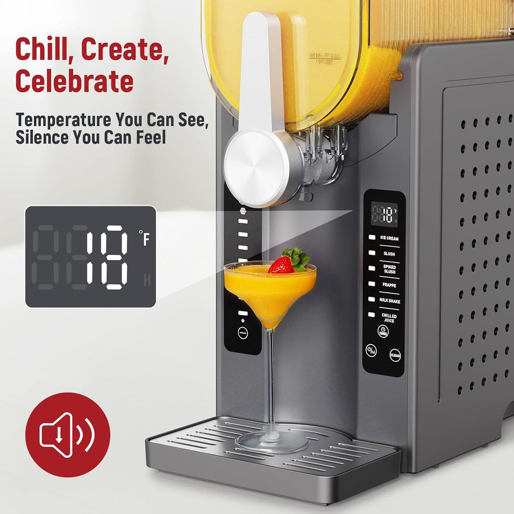 Slushie Machine: No Ice Needed All-in-One Slushy Maker for Home, Real-Time Temp Display, Auto-Clean, 6 Preset | Frozen Margaritas, Cocktails, Frappés, Ice Cream, Smoothies, Milkshakes,Summer Parties wourant