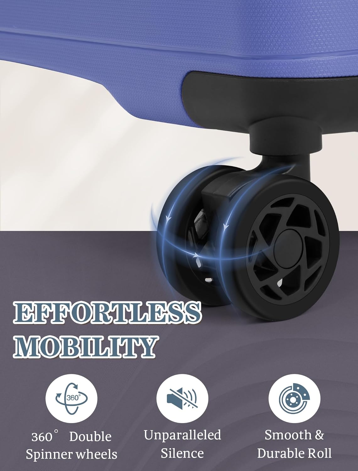 5-piece luggage set with wheels, ABS hardshell suitcase with spinner wheels wourant