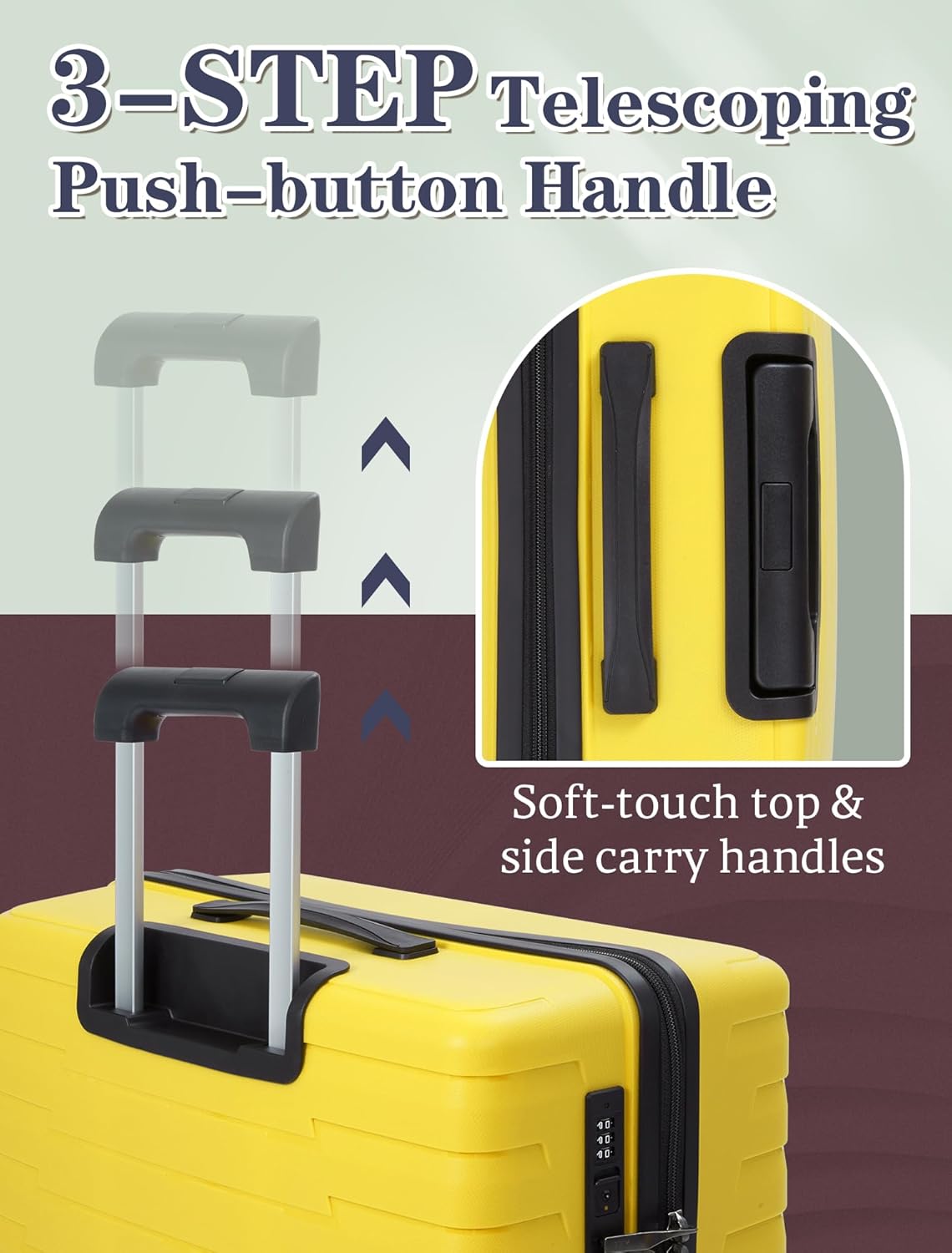 5-piece luggage set with wheels, ABS hardshell suitcase with spinner wheels wourant