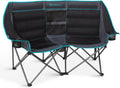 Double Camping Chair with Cooler 3-Person Folding Extra Large Camping Chair with 1000-Pound Load Capacity wourant
