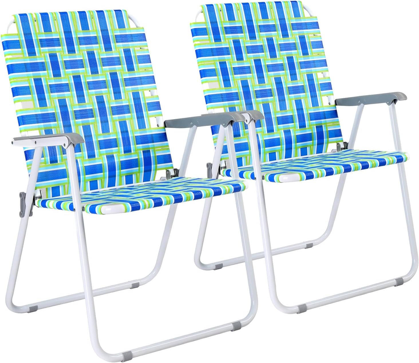 VINGLI Patio Lawn Webbed Folding Chairs Set of 2, Outdoor Beach Portable Lawn Chair Camping Chair Beach Chair wourant
