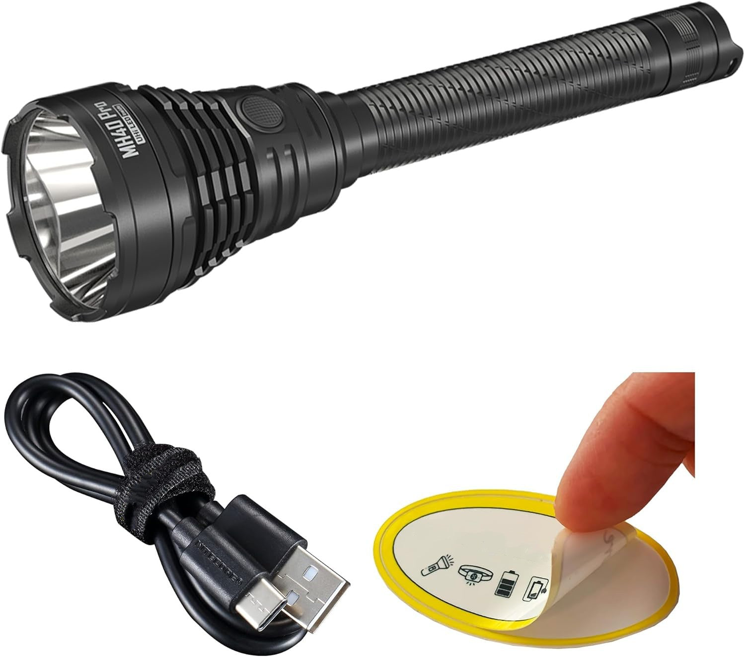 MH40 Pro 3500 Lumen Long Throw Flashlight with USB-C Rechargeable Battery, Pressure Switch and Sticker wourant