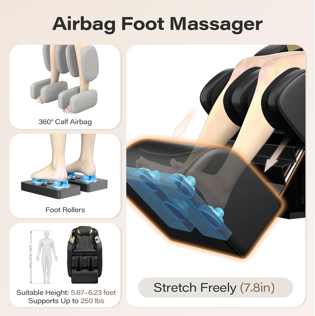 Full Body Massage Chair, 160° Zero Gravity Recliner with Body Scan, 50" SL Track Shiatsu Massage Chair, Spot Massage, Foot Roller wourant