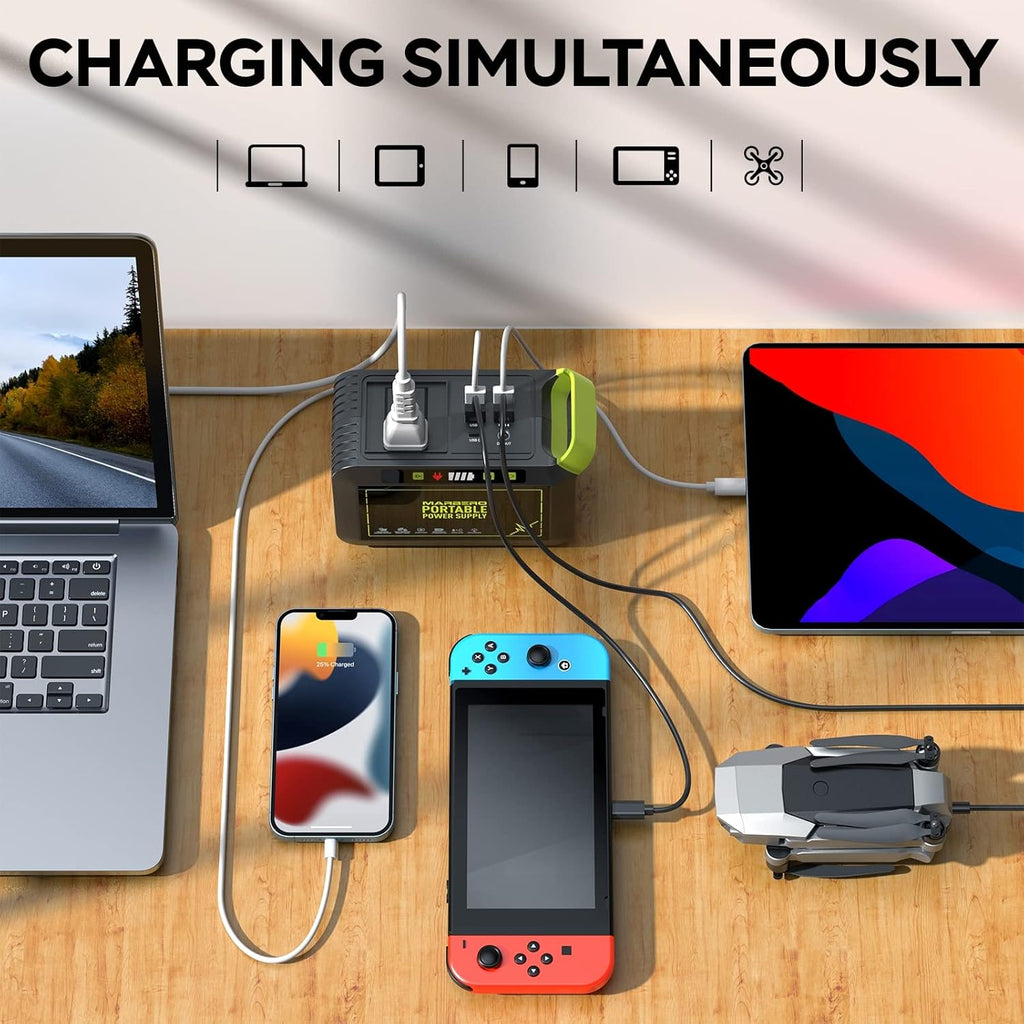 Portable Power Station 88Wh Camping Lithium Battery Solar Generator Fast Charging with AC Outlet 120W Peak Power Bank wourant
