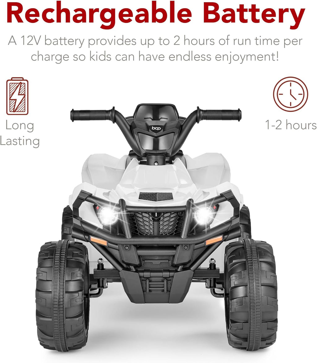 Best Choice Products 12V Kids Ride-On Electric ATV, 4-Wheeler Quad Car Toy w/Bluetooth Audio, 2.4mph Max Speed, Treaded Tires, LED Headlights, Radio wourant