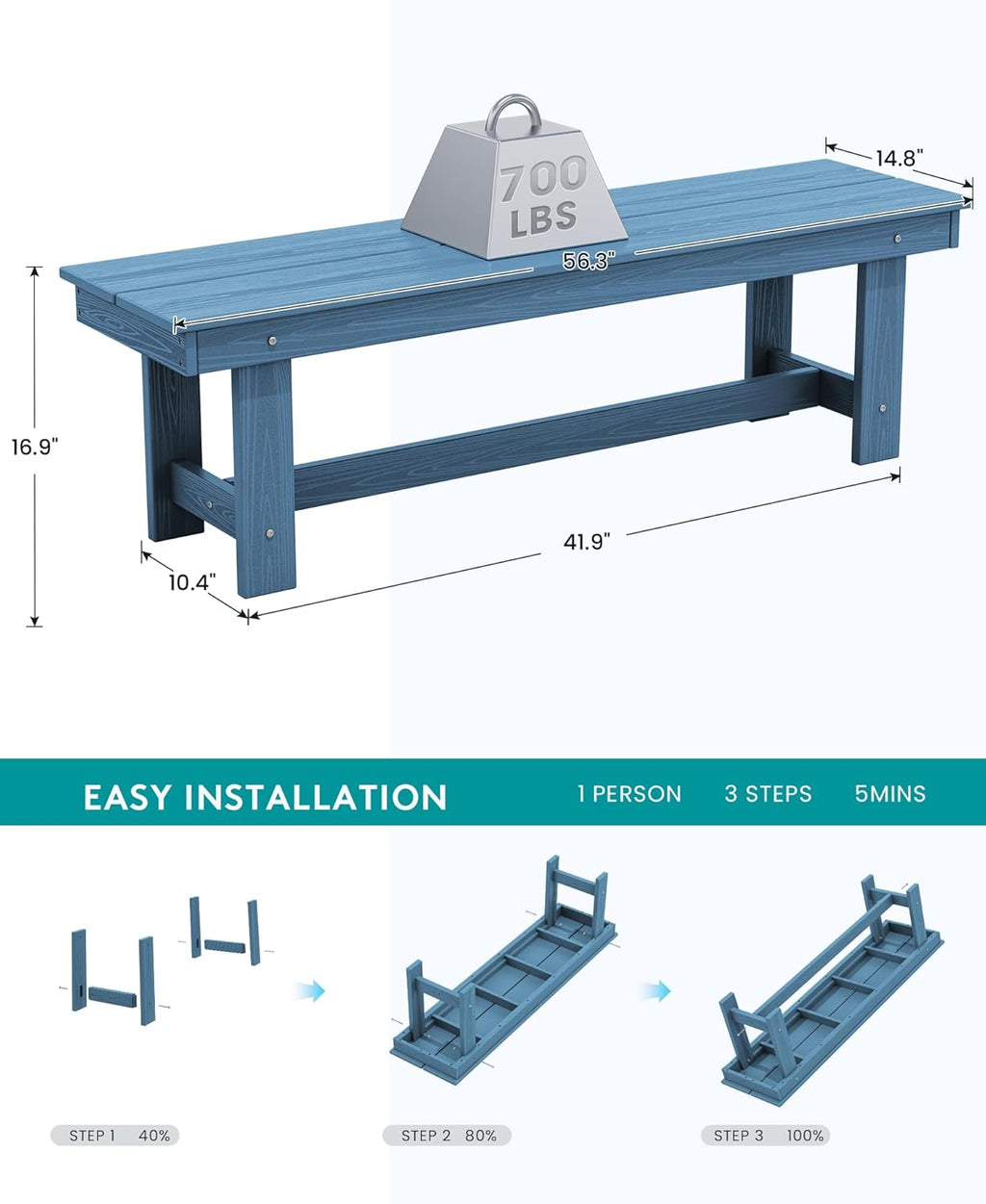 Outdoor HDPE Dining Table Set, 7-Piece Outdoor Dining Table Sets with Umbrella Hole Cut-Out Table and 6 Chairs wourant