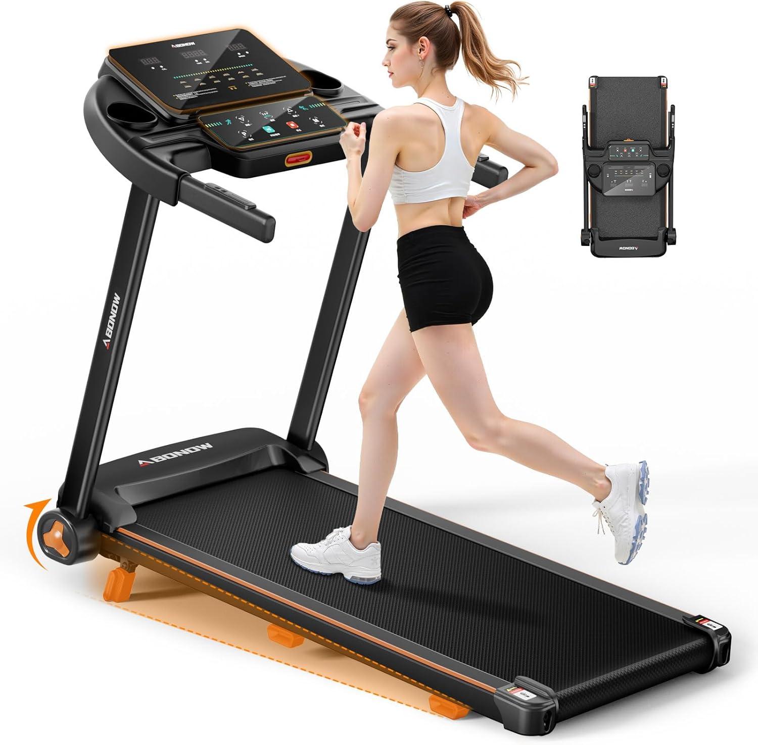 Foldable Treadmill for Home with Incline Extra Large Dual LED Screen Home Office Treadmills wourant