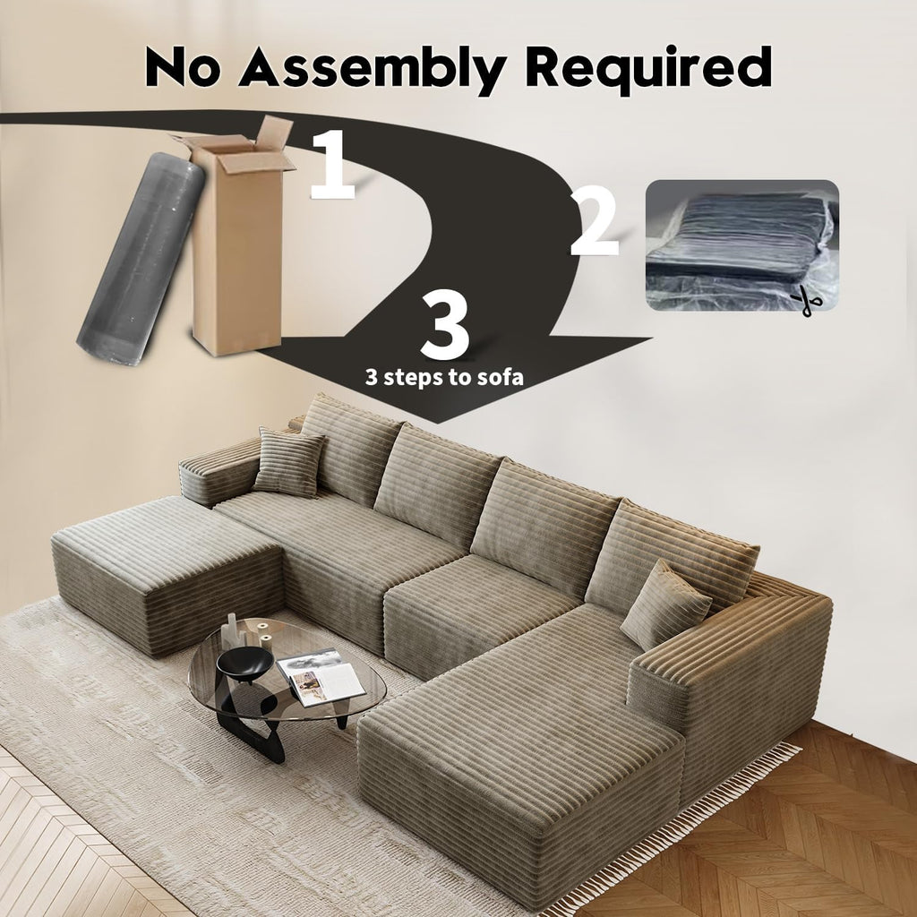 107.5" Cloud Modular Sectional Sofa Couch with L-Shape Chaise,Modern Minimalist Upholstered Couches wourant