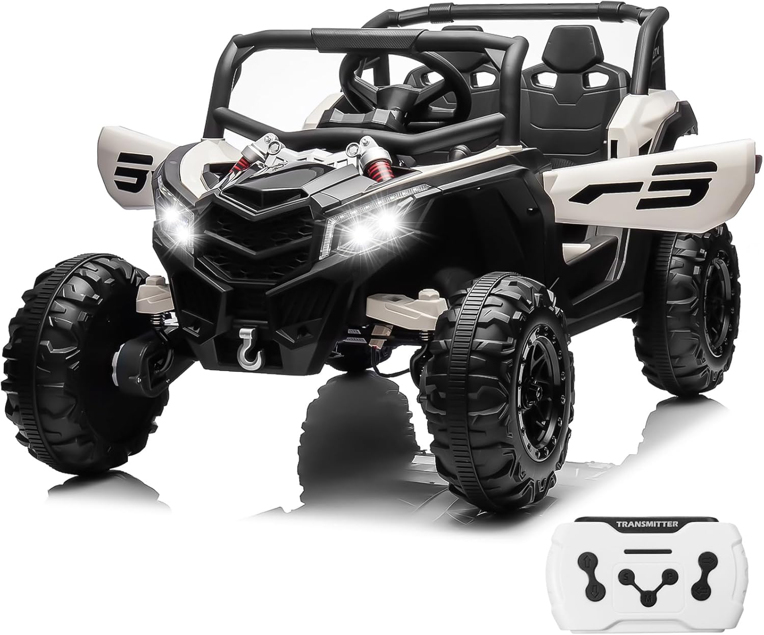 JOYRACER Kids Remote Control Car with 4 x 150W Motors, Shock Absorbers, Bluetooth, MP3 Player, and Headlights wourant