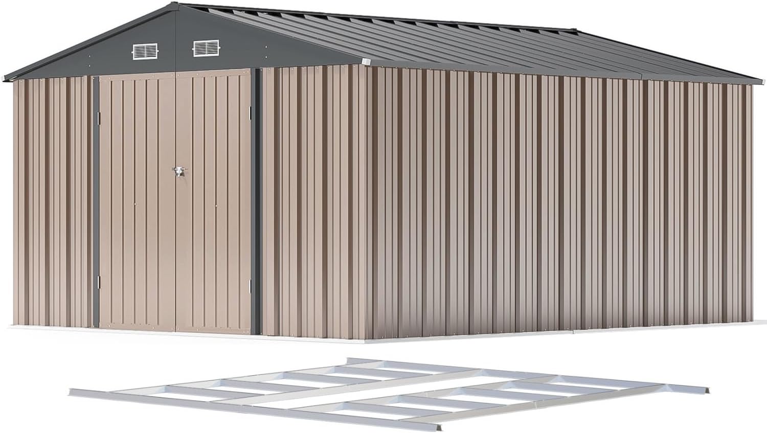 Patiowell 5x3 FT Outdoor Storage Shed Tool Shed with Sloping Roof and Lockable Door Metal Shed wourant