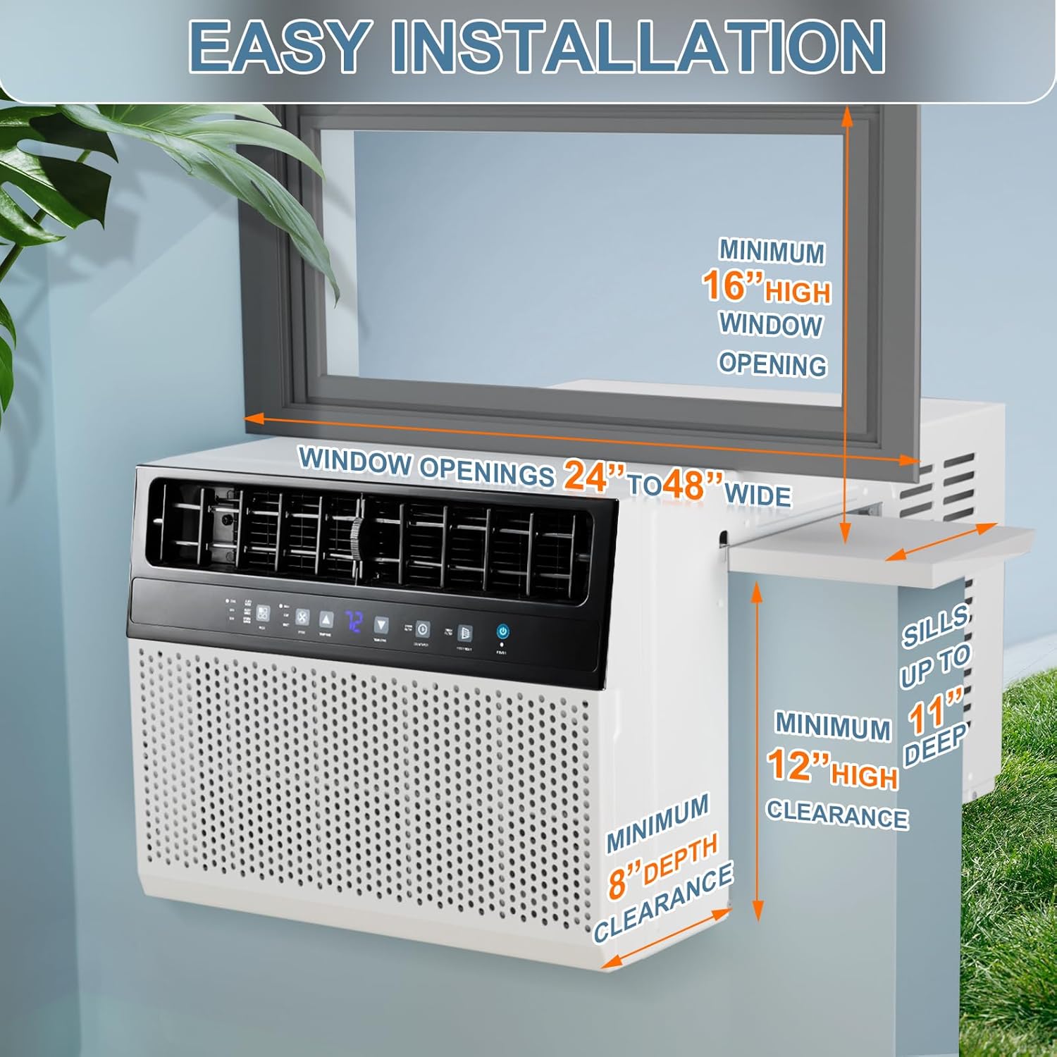 Antarctic Star 12,000 BTU U-Shaped Window Air Conditioner Unit Cools up to 550 Sq.Ft. with 6 Modes 24H Timer, Ultra Quiet Window AC Units wourant