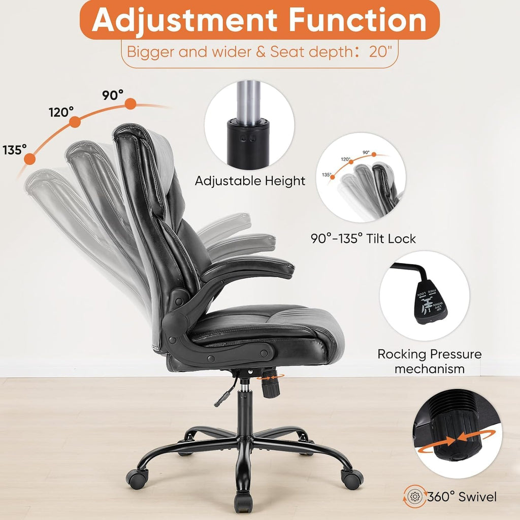 Ergonomic Office Chair Heavy Duty Work Desk Chair Adjustable Swivel Rolling Chair with Wheels wourant