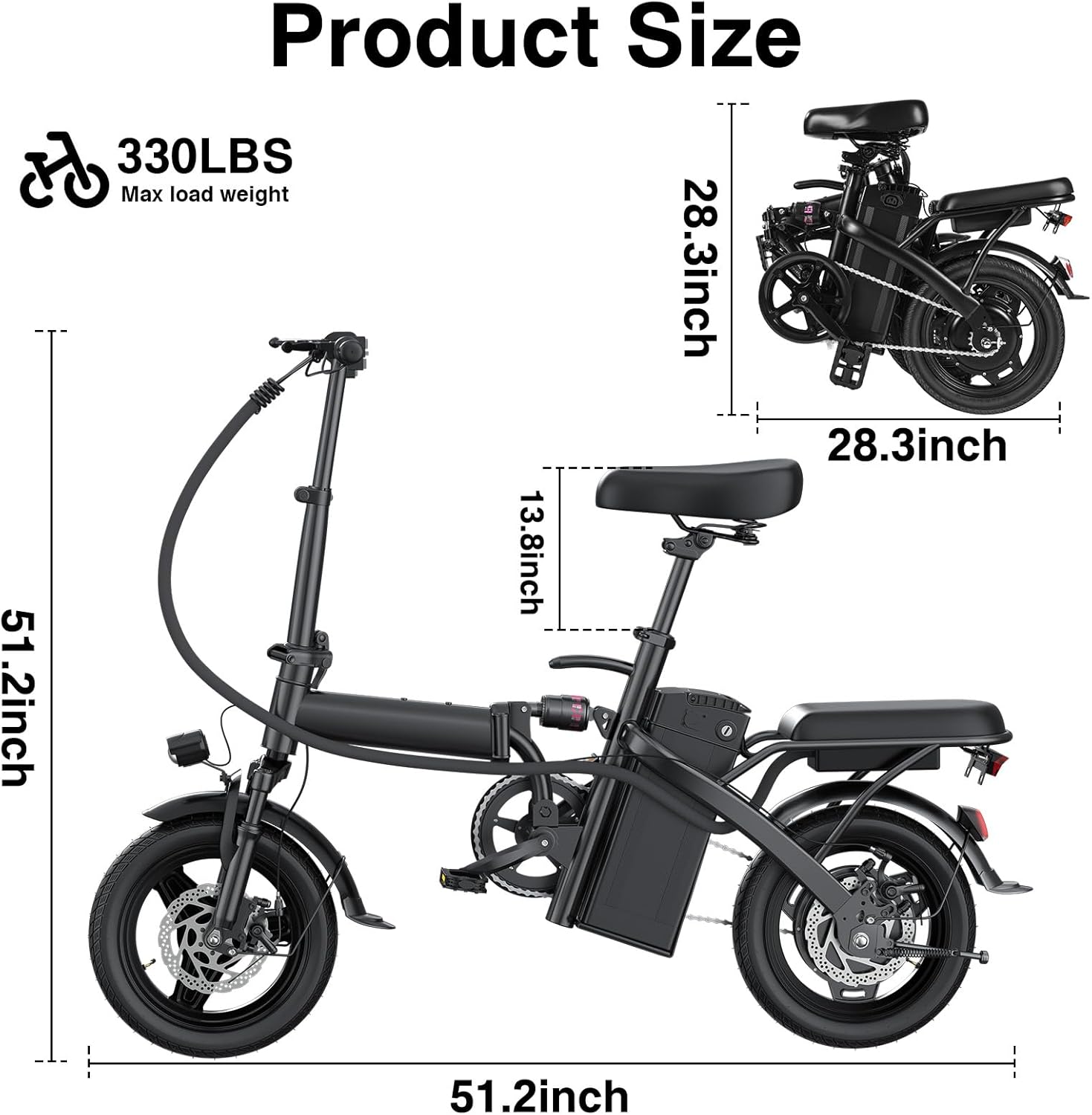 Electric Bike for Adults Teens Folding E-Bike Commuter City Foldable ebike Motor 48V 24MPH wourant