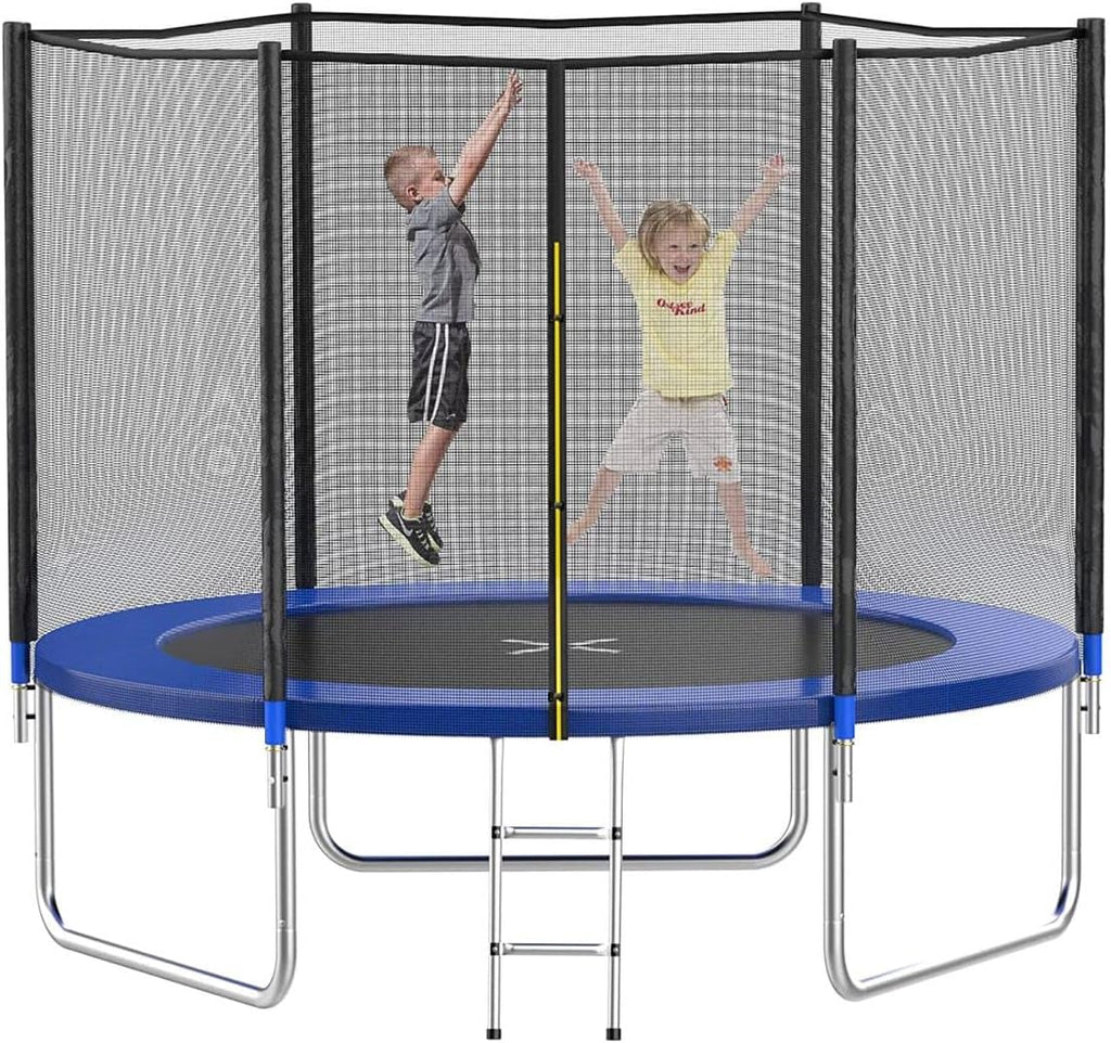 AOTOB 8FT 10FT 12FT 14 FT 15FT Trampoline with Safety Enclosure Net，Outdoor Trampoline with Basketball Hoop, Heavy Duty Jumping Mat and Spring Cover Padding for Kids and Adults, Storage Bag and Ladder wourant