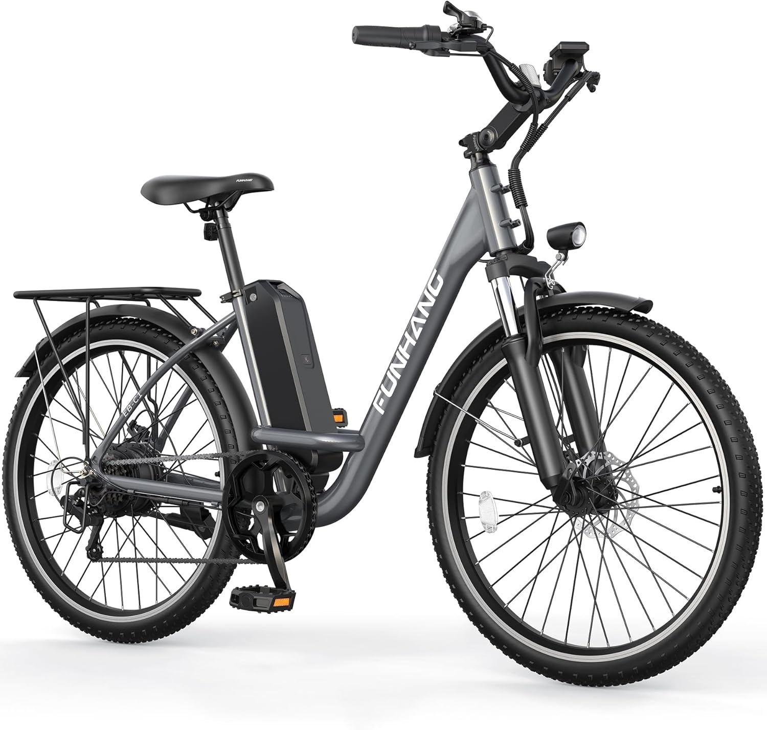 Funhang Electric Bike for Adults, 26" City Cruiser Ebike 21.7MPH 50 Miles Commuter Adult Electric Bicycles